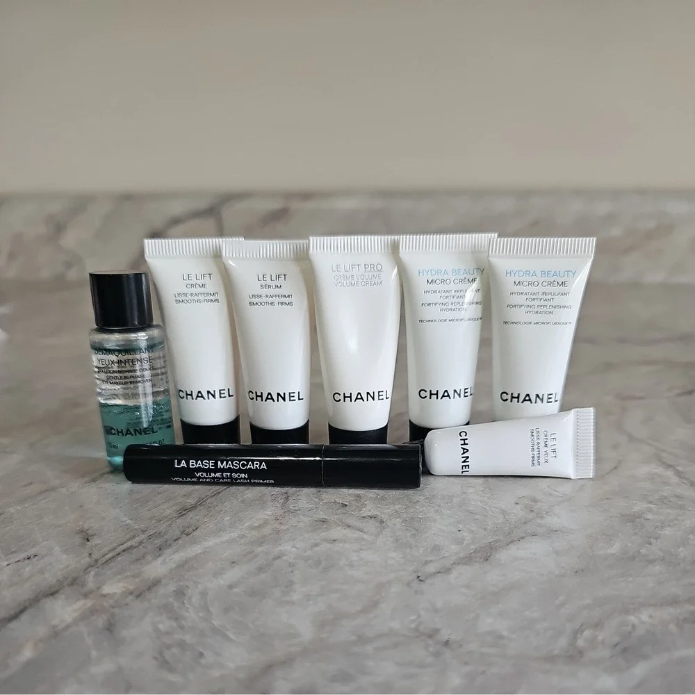 CHANEL 8pc Set-Le Lift Crème+Serum+Hydra Beauty Micro Crème+Lash Primer+Remover‎